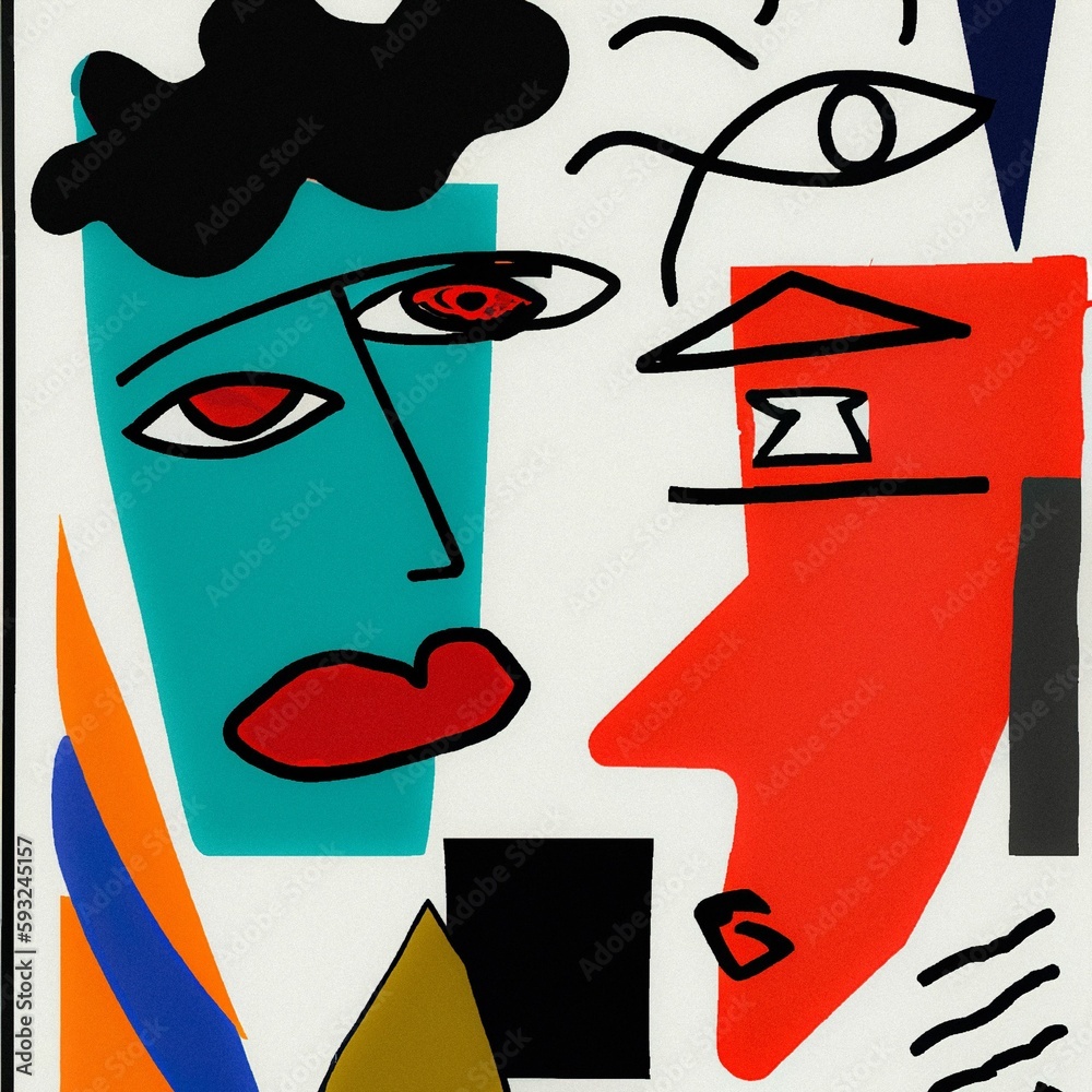 Naklejka premium Abstract digital illustration of a human face with geometric figures