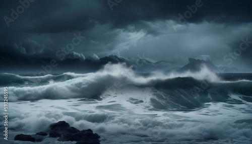 Stormy sea , storm ocean , created with generative IA Technology, generative IA, IA, Generative created with generative IA Technology, generative IA, IA, Generative 