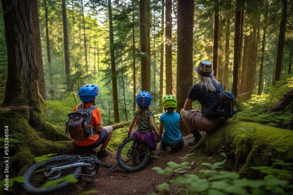 Biking in the Forest: illustration of Outdoor Adventure. Ai generated. Biking in the Forest: illustration of Outdoor Adventure. Ai generated.
