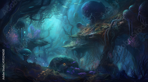 深海の幻想的な生態系 No.004 | Surreal Deep Sea Ecosystem Generative AI