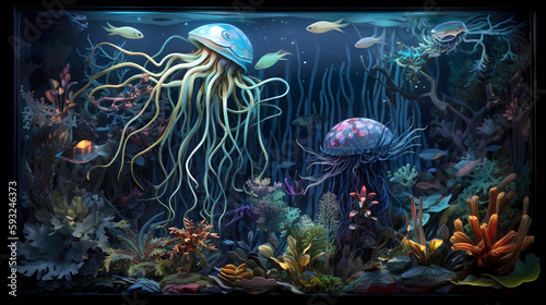 深海の幻想的な生態系 No.003 | Surreal Deep Sea Ecosystem Generative AI