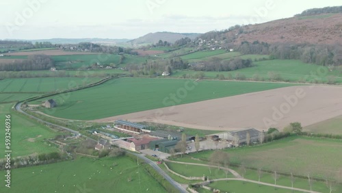 Symonds Yat Herefordshire River in the evening open fields and hills in distance Herefordshire photo