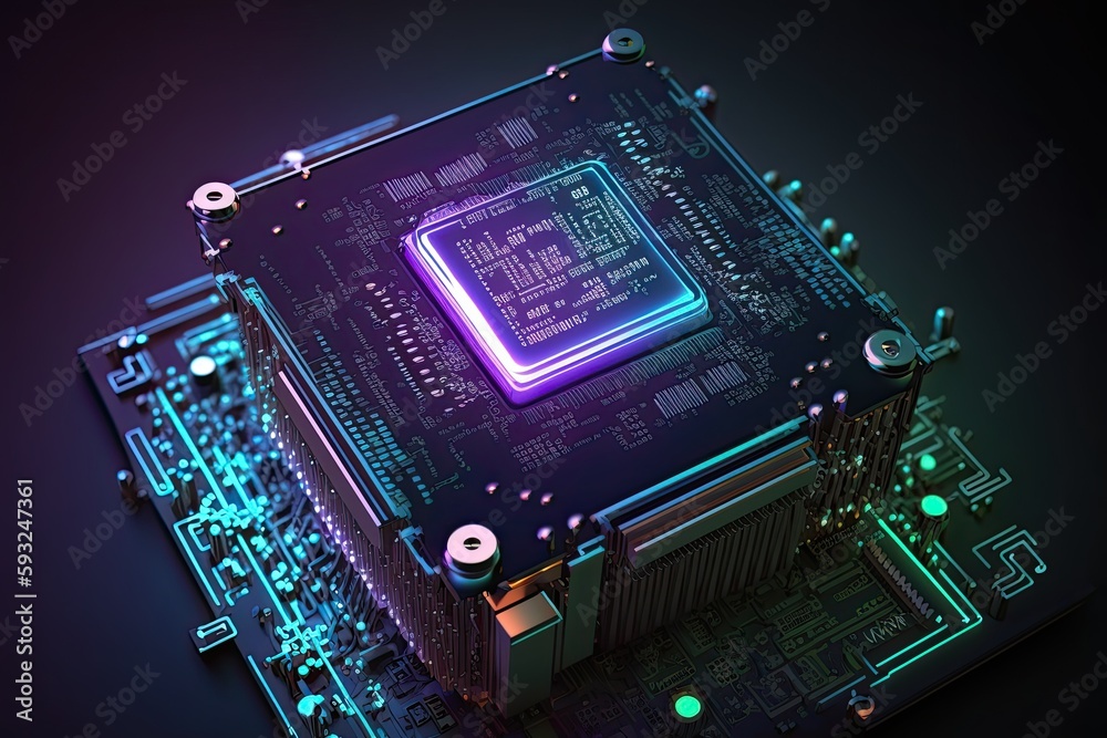Fototapeta premium Electronic Circuit Board futuristic technology background. Digital Modern Electronic. Generative AI