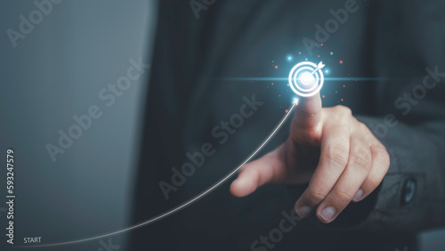 Tableau sur toile Development to success and growing growth to target business concept