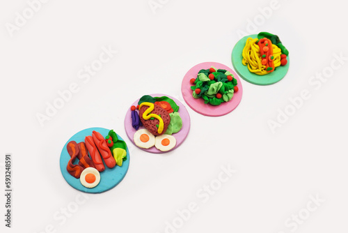 modeling clay, modeling clay kid, foods, american food, kid, modeling clay colors, mold, education, art, artist,white, red, yellow, green, pink, orange