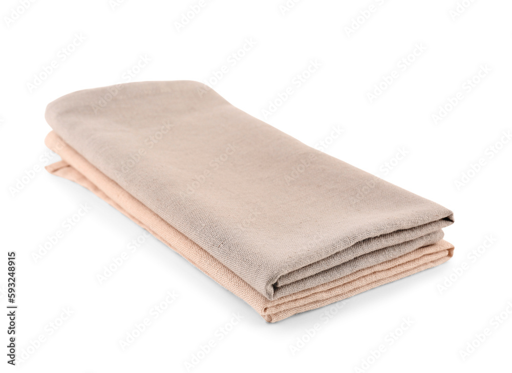 New folded napkins on white background New folded napkins on white background