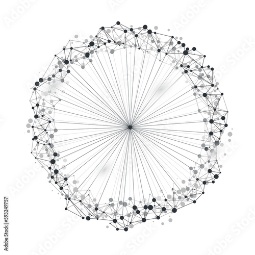 Abstract Cloud Computing and Global Network Connections Concept Design with Transparent Geometric Mesh Structure, Wireframe Ring 
