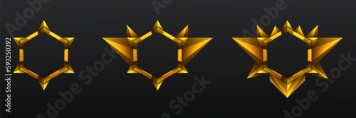 Fantasy golden hexagonal game avatar gui frames template