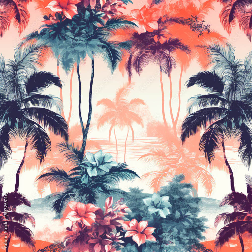 Floral pattern hawaii inspired
