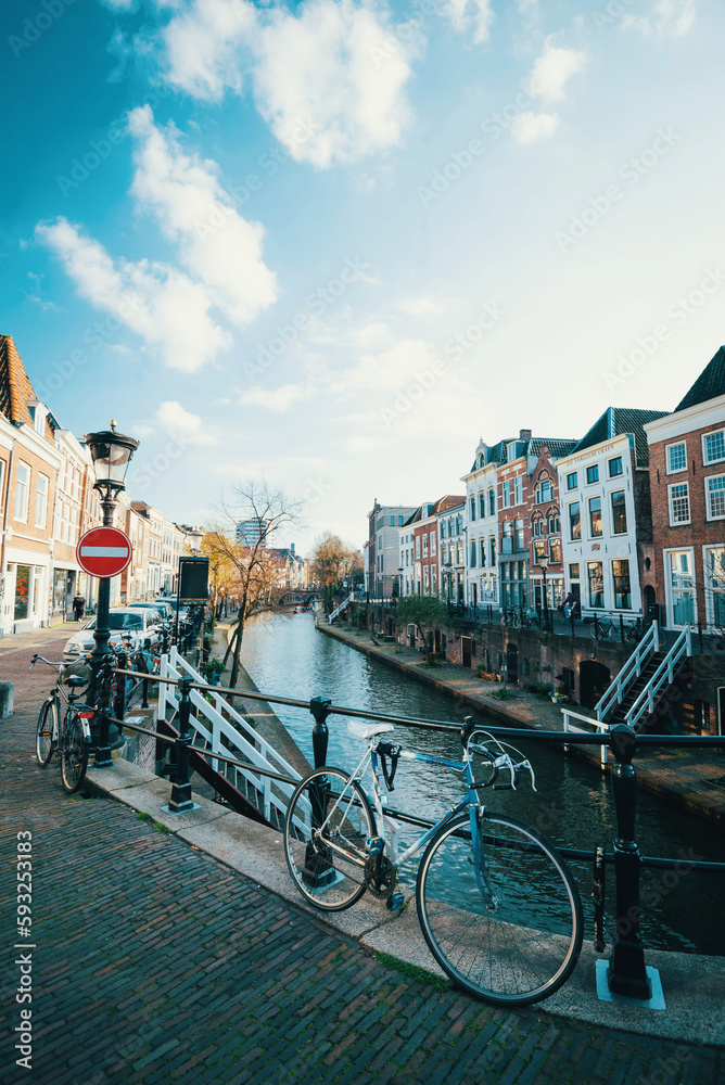 Canals and Street Life in Utrecht, Netherlands.