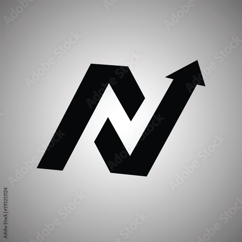 minimalist logo design of letter n arrow template vector illustration for your brand photo