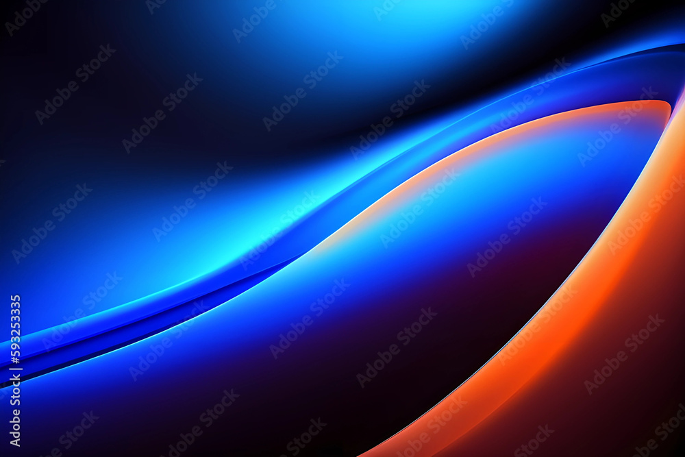 Abstract blue colors gradient wave on black backgr