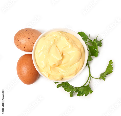 Creamy mayonnaise in white ...