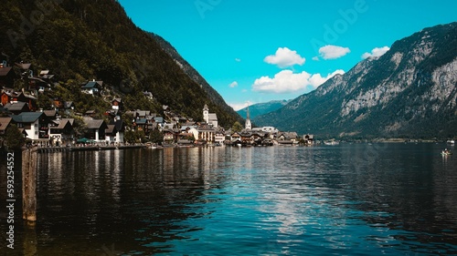 Hallstatt city with a lake view in Austria