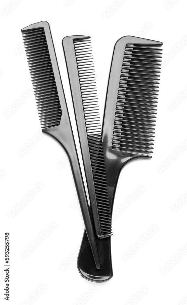 Professional hair brushes on white background Professional hair brushes on white background