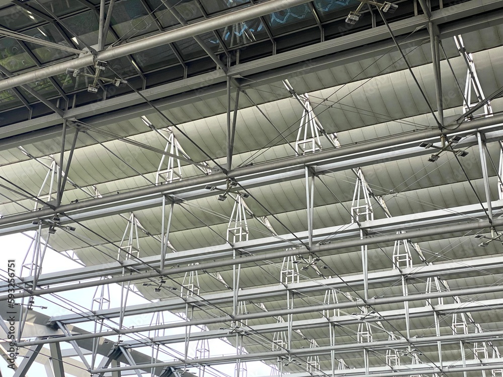 An airpot roof structure,modern metal ceiling structure.