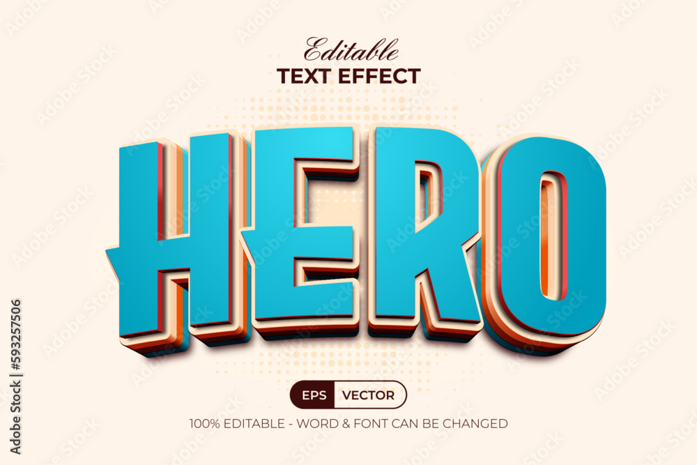 Hero text effect 3d curved style. Editable text effect. Hero text effect 3d curved style. Editable text effect.