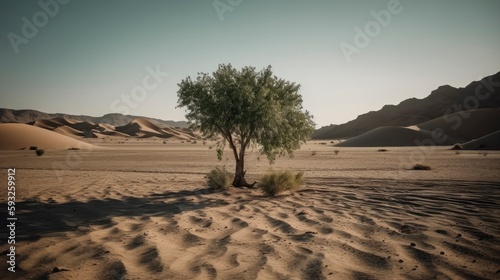 Single tree in the middle of a desert