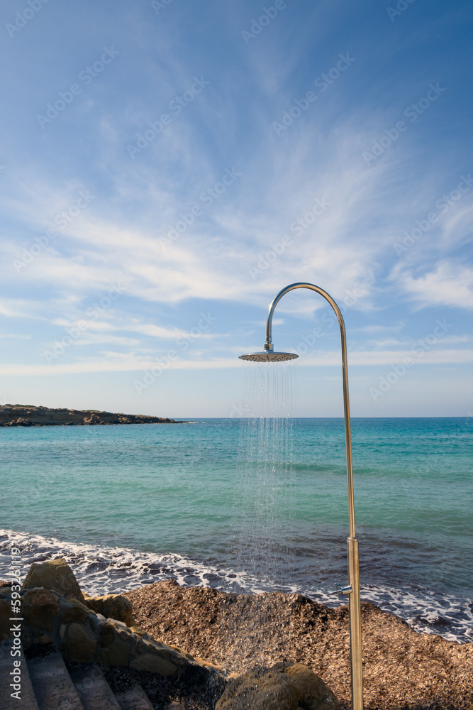 A shower on the mediterranean beach.