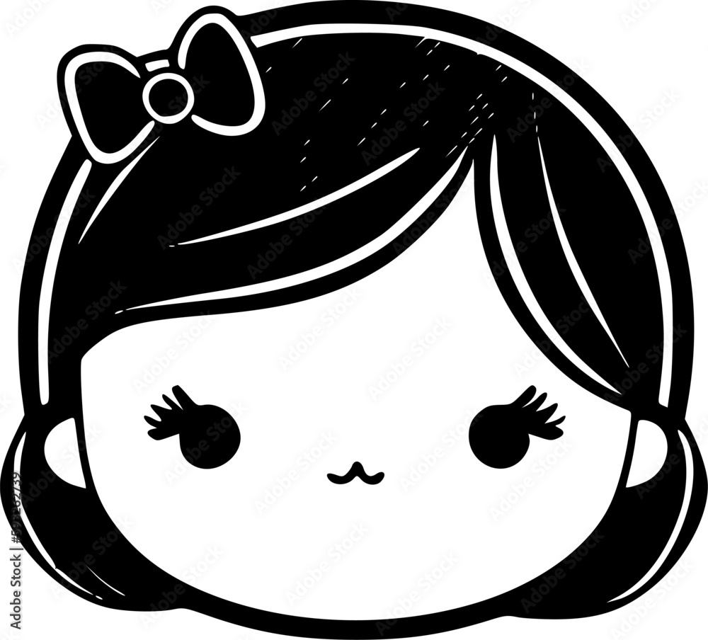 Baby Girl Black and White Vector illustration Stock Vector Adobe Stock
