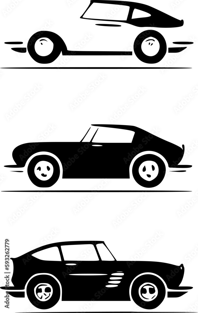 Cars | Black and White Vector illustration