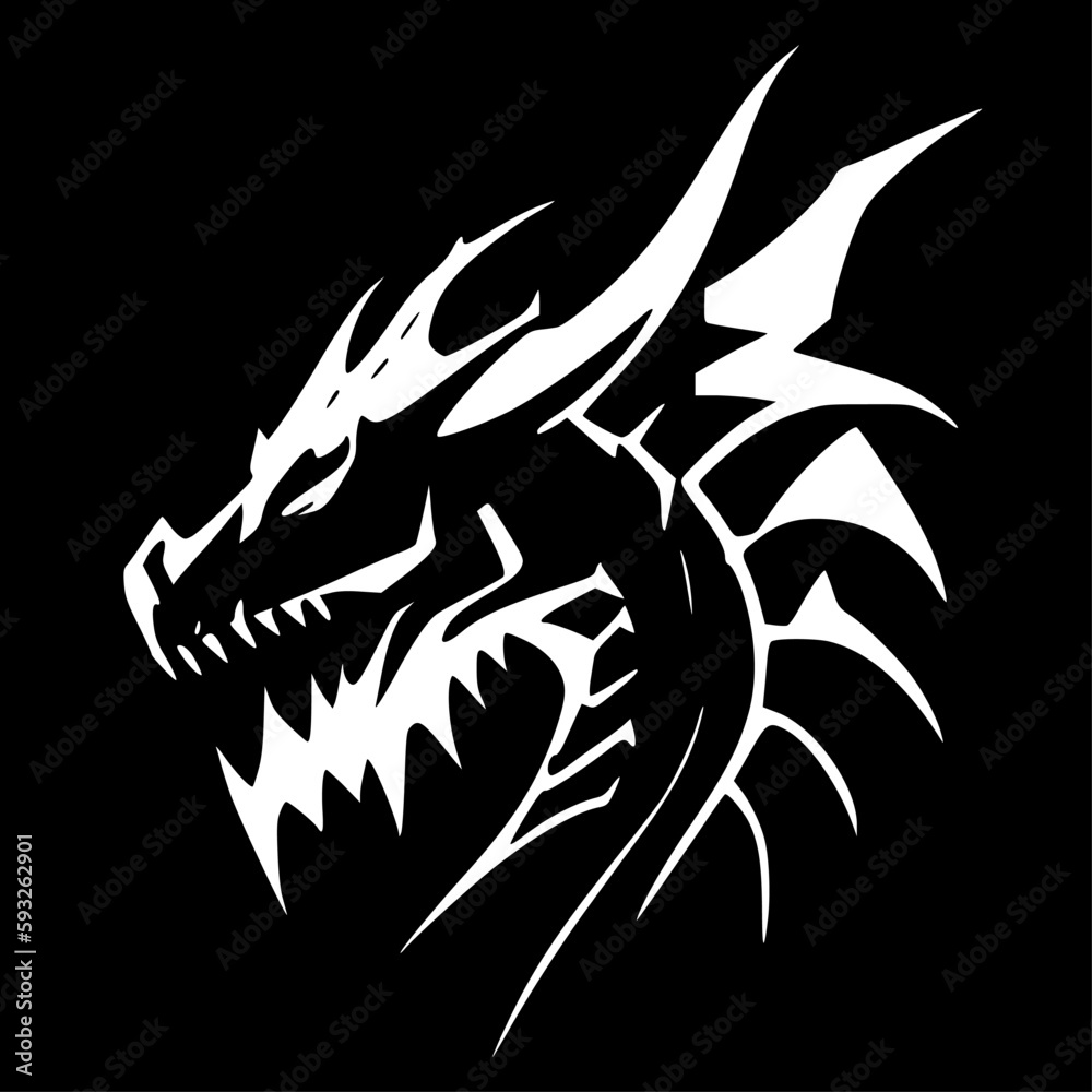 Dragons | Black and White Vector illustration Dragons | Black and White Vector illustration