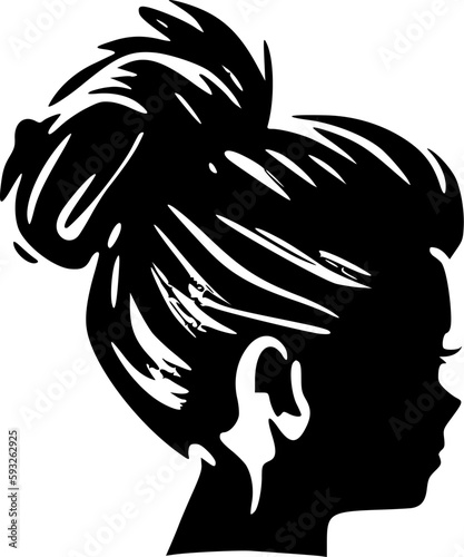 Messy Bun - Black and White Isolated Icon - Vector illustration