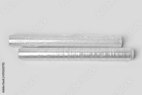 Rolls of stretch wrap on wh...