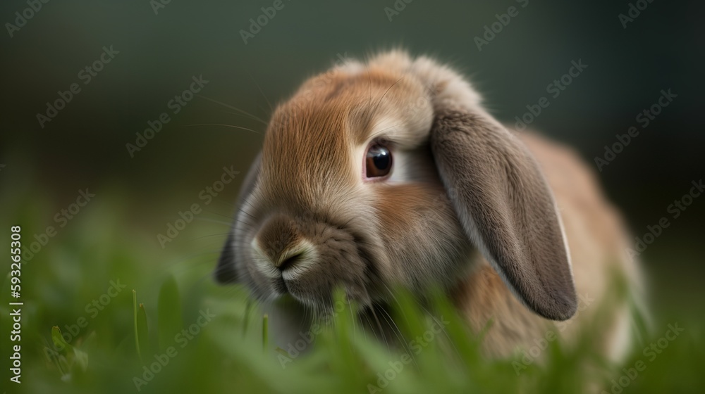 Holland Lop - Adorable and cuddly bunny in the grass Holland Lop - Adorable and cuddly bunny in the grass