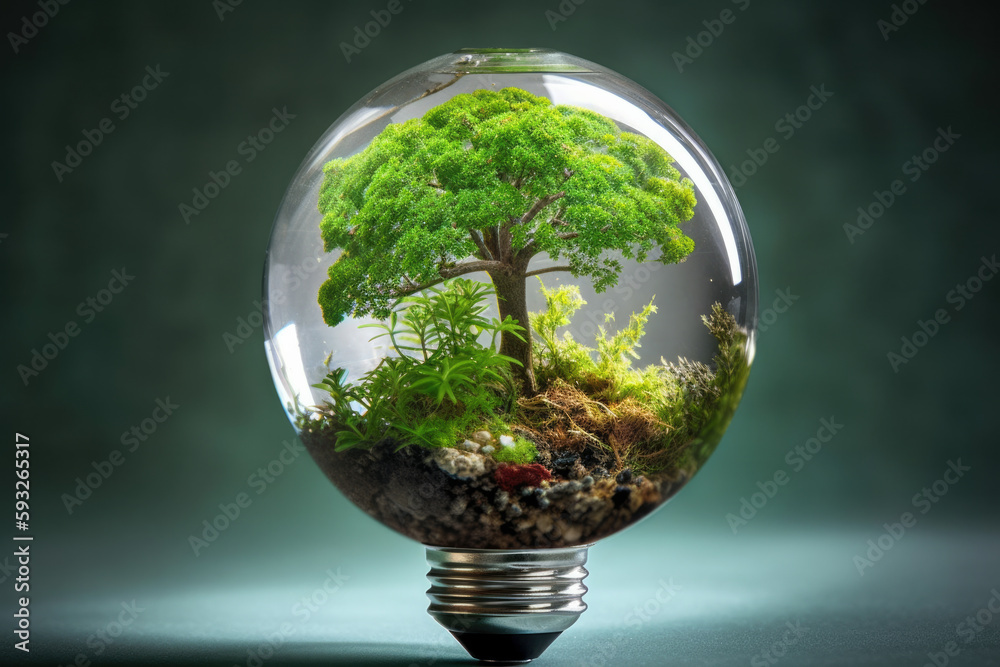 Eco-system within light bulb. generative AI Eco-system within light bulb. generative AI