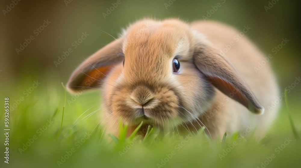Holland Lop - Adorable and cuddly bunny in the grass Holland Lop - Adorable and cuddly bunny in the grass