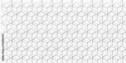 Abstract background with hexagons and geometric pattern in honeycombs design in illustration . Modern and seamless pattern in design with hexagonal molecular structures in technology background