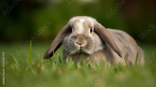 Holland Lop - Adorable and cuddly bunny in the grass