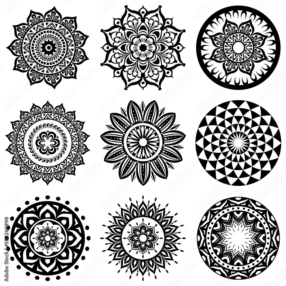 Ornament vector ethnic mandala decoration pattern Set Ornament vector ethnic mandala decoration pattern Set