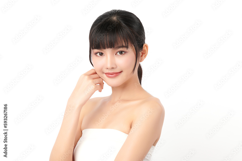 Beautiful young asian woman with clean fresh skin on white background, Face care, Facial treatment, Cosmetology, beauty and spa, Asian women portrait. Beautiful young asian woman with clean fresh skin on white background, Face care, Facial treatment, Cosmetology, beauty and spa, Asian women portrait.