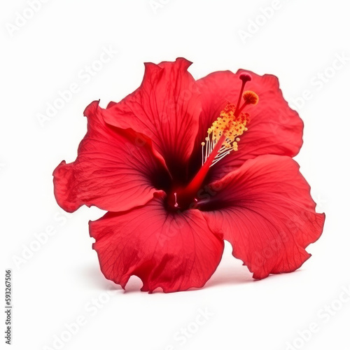 Hibiscus flower isolated. Illustration AI Generative. © olegganko