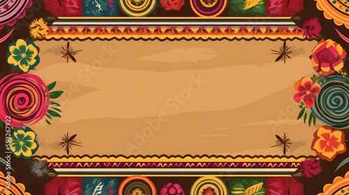 Mexican party background. Illustration AI Generative.