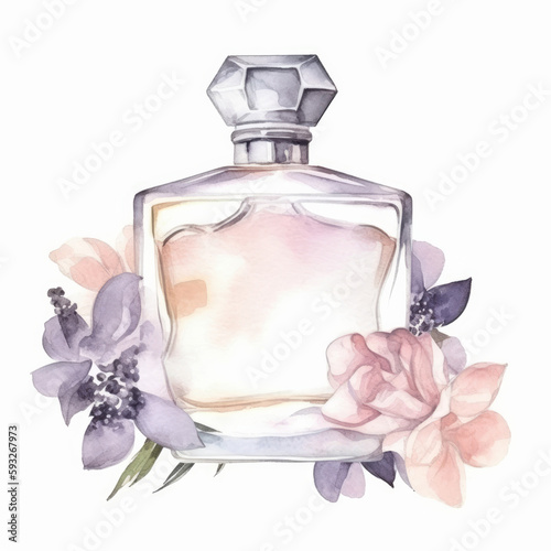 Watercolor perfume. Illustration AI Generative
