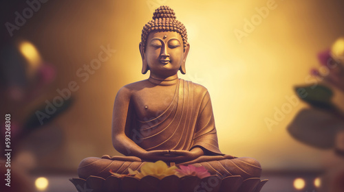Buddha Purnima Holiday Background. Illustration AI Generative.