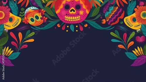 Mexican party background. Illustration AI Generative.