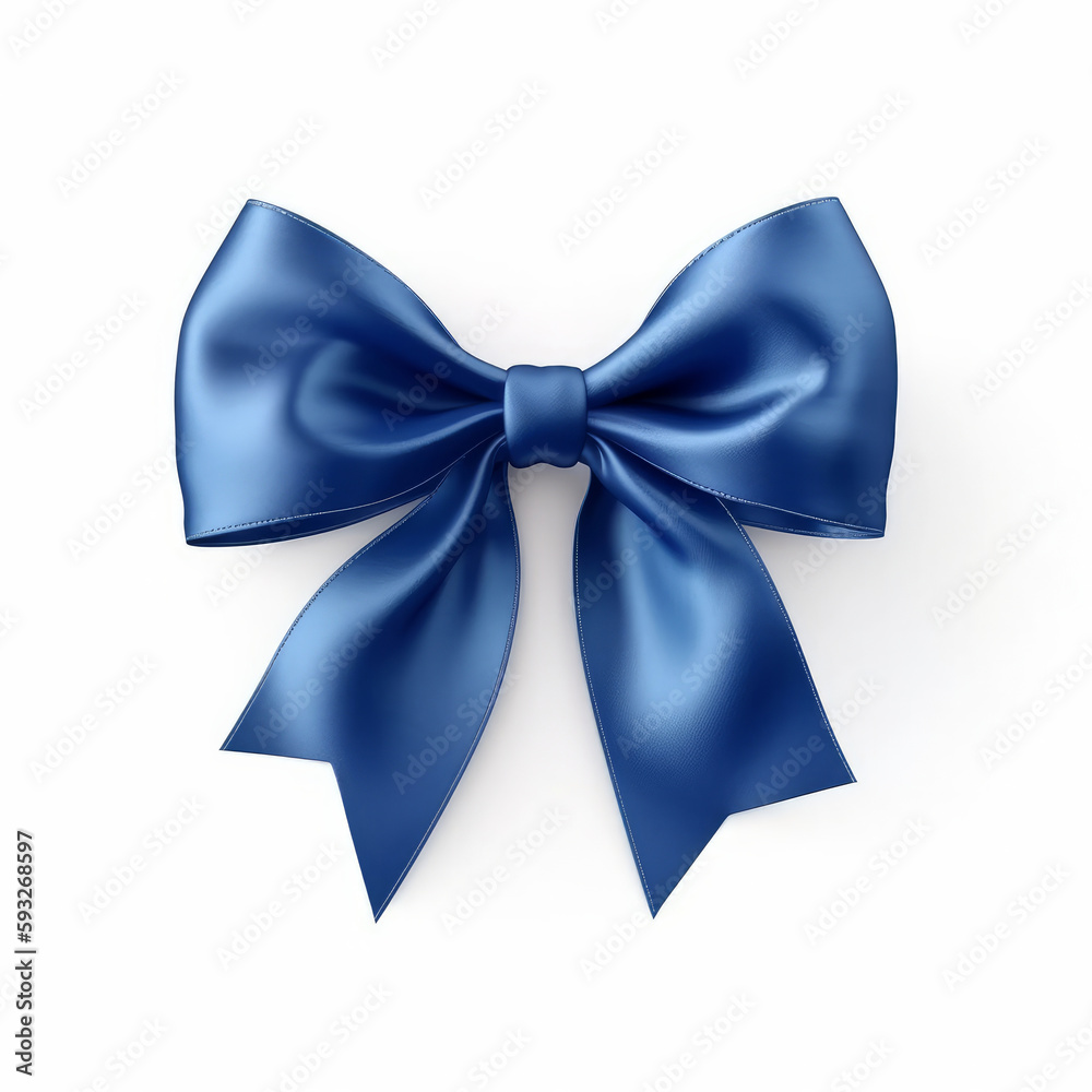 Blue isolated bow. Illustration AI Generative. Blue isolated bow. Illustration AI Generative.