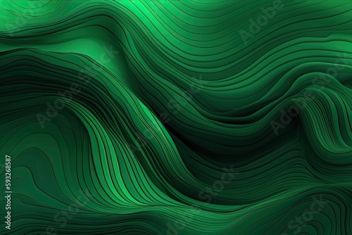 Wave of Artistic Digital Design on Abstract Green Texture Background - Wallpaper Illustration. Generative AI