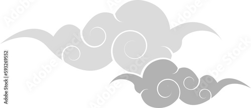 Chinese traditional clouds. Asian decorative element for design sky or pattern. Korean and japanese cloudy set. Light cloud in paper cut style for festival. Vector isolated illustration