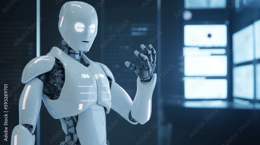 Artificial intelligence robot, technology background, 3d robot created with generative ai Artificial intelligence robot, technology background, 3d robot created with generative ai