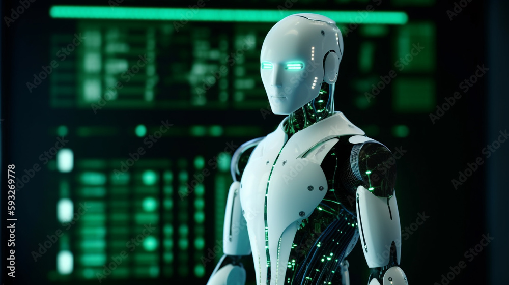 Artificial intelligence robot, technology background, 3d robot created with generative ai Artificial intelligence robot, technology background, 3d robot created with generative ai