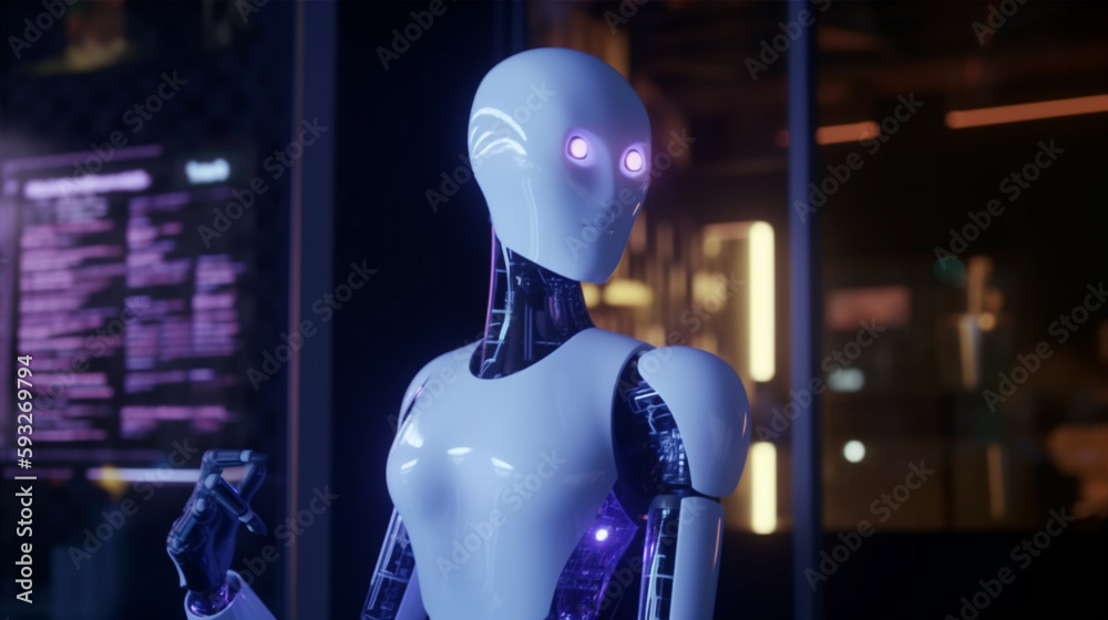 Artificial intelligence robot, technology background, 3d robot created with generative ai Artificial intelligence robot, technology background, 3d robot created with generative ai