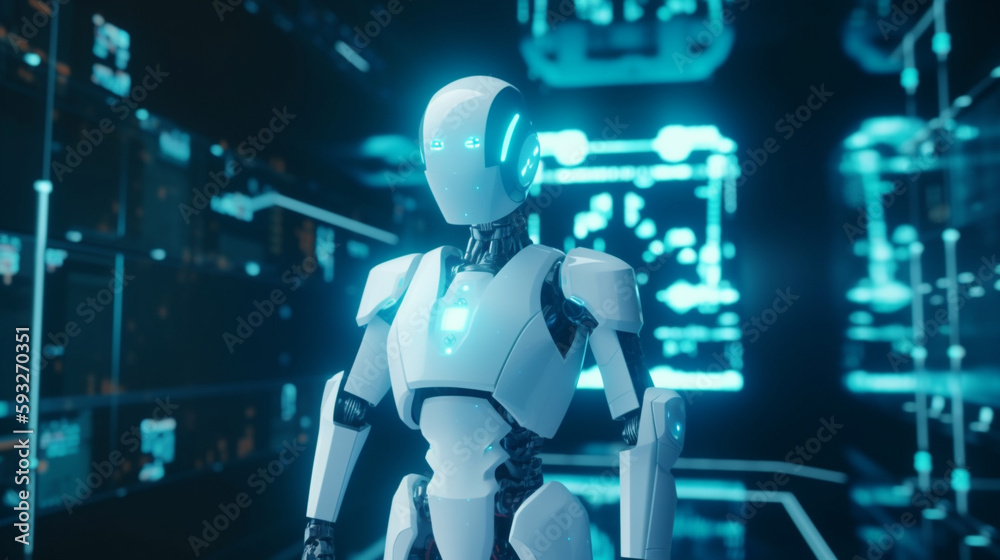 3d cyborg futuristic robot technology background created with generative ai