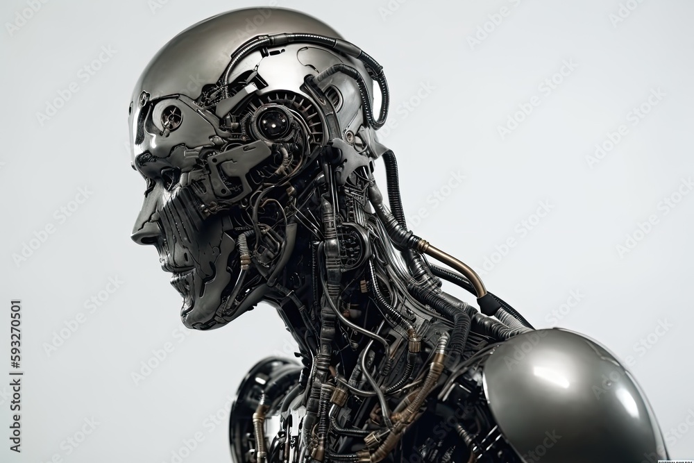 Human head made of cogs and circuits, concept image for artifical intelligence - AI Generated Human head made of cogs and circuits, concept image for artifical intelligence - AI Generated