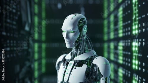 Ai artificial intelligence digital futuristic background with robot © Grafigator