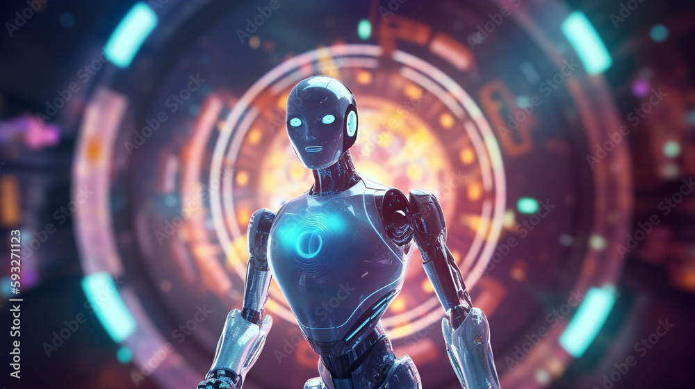 Ai robot with futuristic background